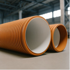 Канализационная наружная НПВХ труба 225 мм гофр. с ребрами PVC-U ГОСТ Р 54475-2011