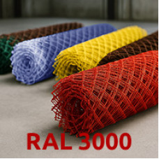 Сетка-рабица с полимерным покрытием 40x40x2.6 мм RAL 3000 (огненно-красный)